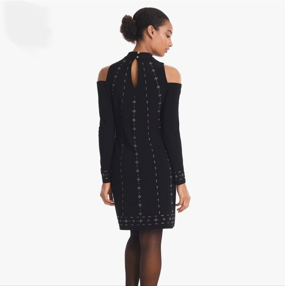 WHBM Cold Shoulder Embellished Dress Sz  S NWT MSRP $130 - Picture 2 of 10